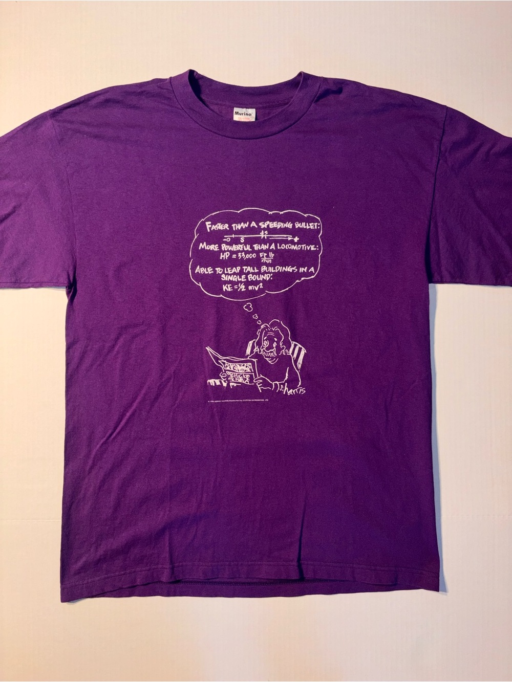 Vtg Murina Albert Einstein Science Physics Math Cartoon 90’s USA T-shirt XL